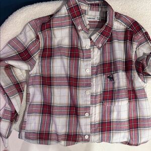 Abercrombie Kids Plaid Button Down Shirt - Red and White